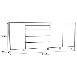 Loftscape Sideboard Urban II - Inkl. Beleuchtung - Weiß / Eiche Grau Dekor -Wohnzimmermöbel boutique en ligne 1000344689 220414 500 SKETCH DETAILS P000000001000344689 sketch