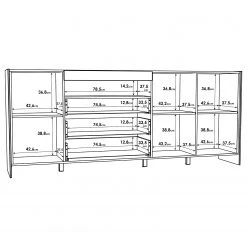 Loftscape Sideboard Urban II - Inkl. Beleuchtung - Weiß / Eiche Grau Dekor -Wohnzimmermöbel boutique en ligne 1000344689 220414 501 SKETCH DETAILS P000000001000344689 sketch