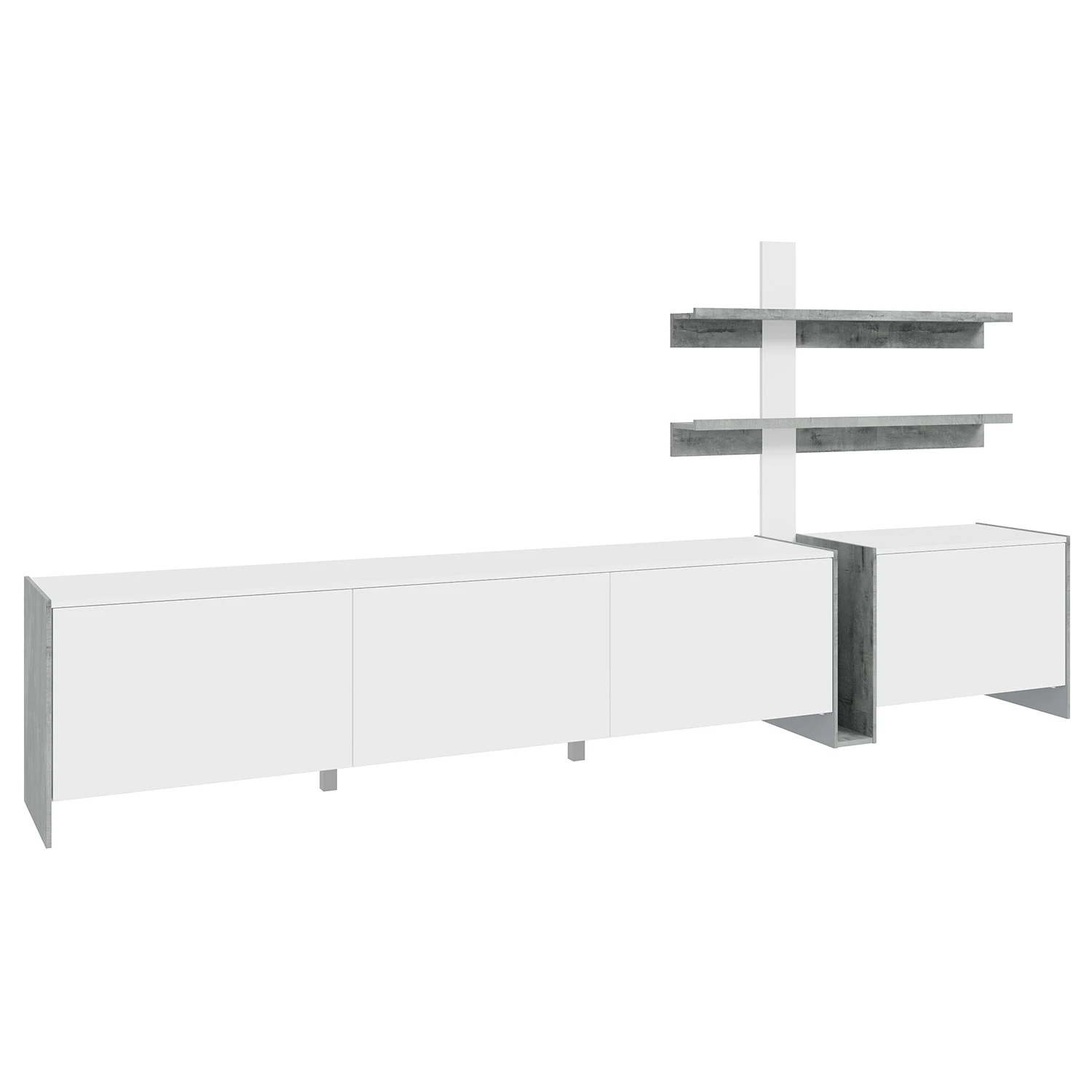 Loftscape Wohnwand Urban II (3-teilig) - Inkl. Beleuchtung - Weiß / Eiche Grau Dekor 4 Loftscape Wohnwand Urban II (3-teilig) - Inkl. Beleuchtung - Weiß / Eiche Grau Dekor – Bild 4