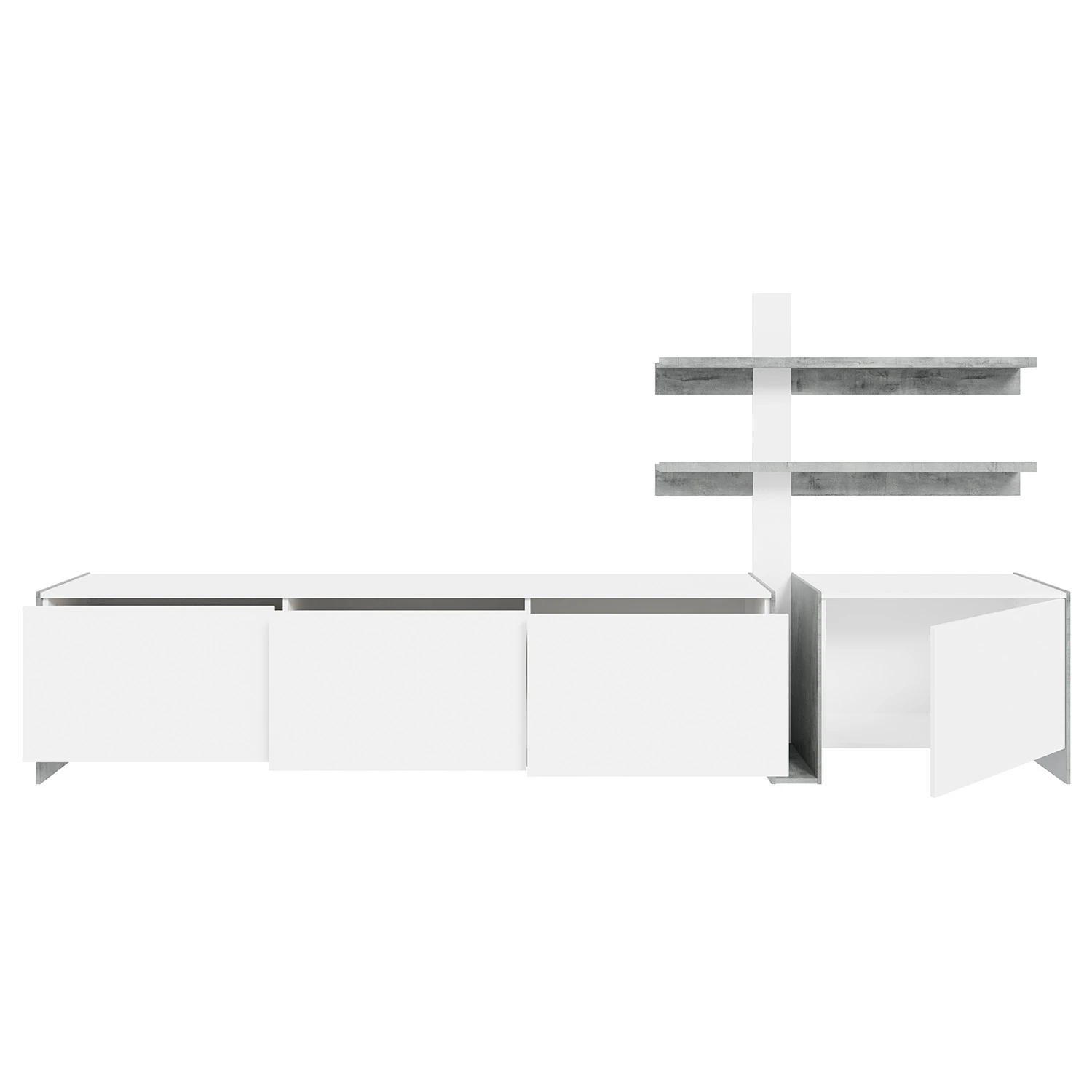 Loftscape Wohnwand Urban II (3-teilig) - Inkl. Beleuchtung - Weiß / Eiche Grau Dekor 5 Loftscape Wohnwand Urban II (3-teilig) - Inkl. Beleuchtung - Weiß / Eiche Grau Dekor – Bild 5