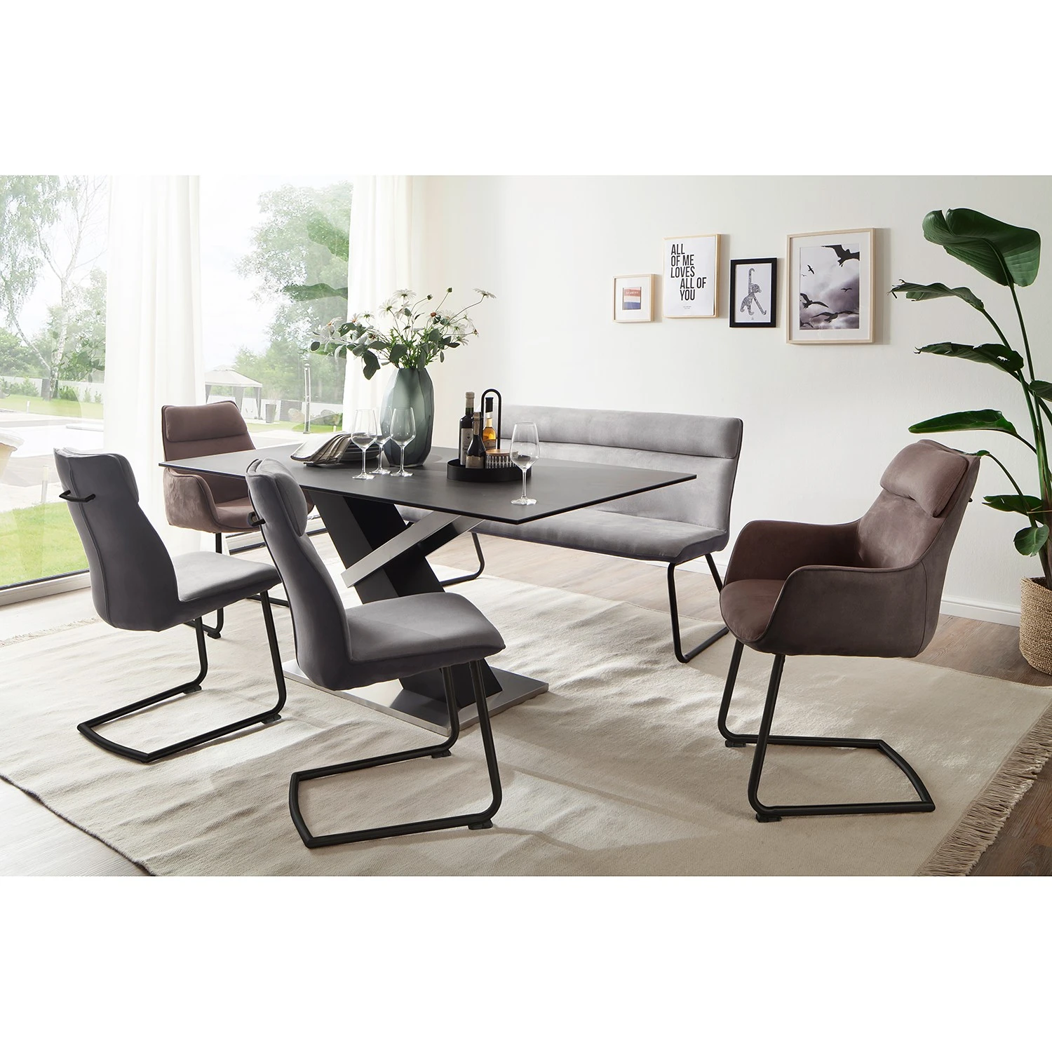 Loftscape Esstisch Tilst - Keramik & Glas / Edelstahl - Anthrazit / Silber & Schwarz 3 Loftscape Esstisch Tilst - Keramik & Glas / Edelstahl - Anthrazit / Silber & Schwarz – Bild 3