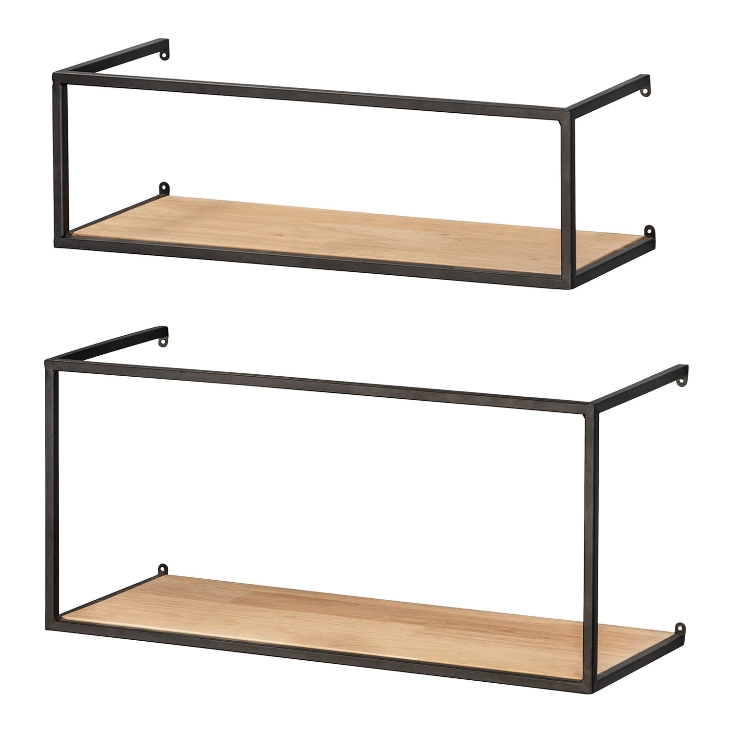 WENKO Wandregal Geo (2-teilig) - Bambus massiv / Metall - Bambus / Schwarz 1 WENKO Wandregal Geo (2-teilig) - Bambus massiv / Metall - Bambus / Schwarz