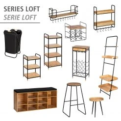 WENKO Beistelltisch Loft - Bambus massiv / Metall - Bambus / Schwarz -Wohnzimmermöbel boutique en ligne 1000345609 220412 060 DETAILS P000000001000345609