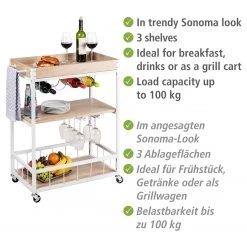 WENKO Servierwagen Rustico - Eiche Sonoma Dekor / Weiß -Wohnzimmermöbel boutique en ligne 1000345611 220412 080 DETAILS P000000001000345611