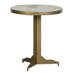 Red Living Beistelltisch Neerpelt - Marmor / Metall - Marmor Weiß / Messing