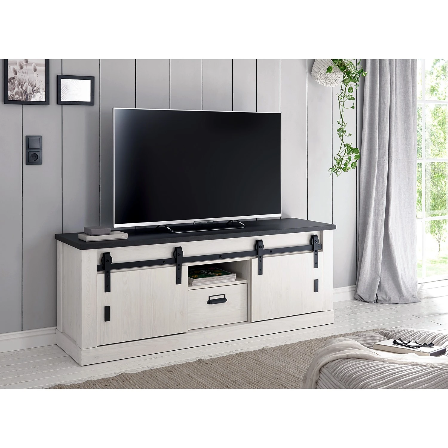 Ridgevalley Wohnwand Shutter I (3-teilig) - Pinie Weiß Dekor 3 Ridgevalley Wohnwand Shutter I (3-teilig) - Pinie Weiß Dekor – Bild 3