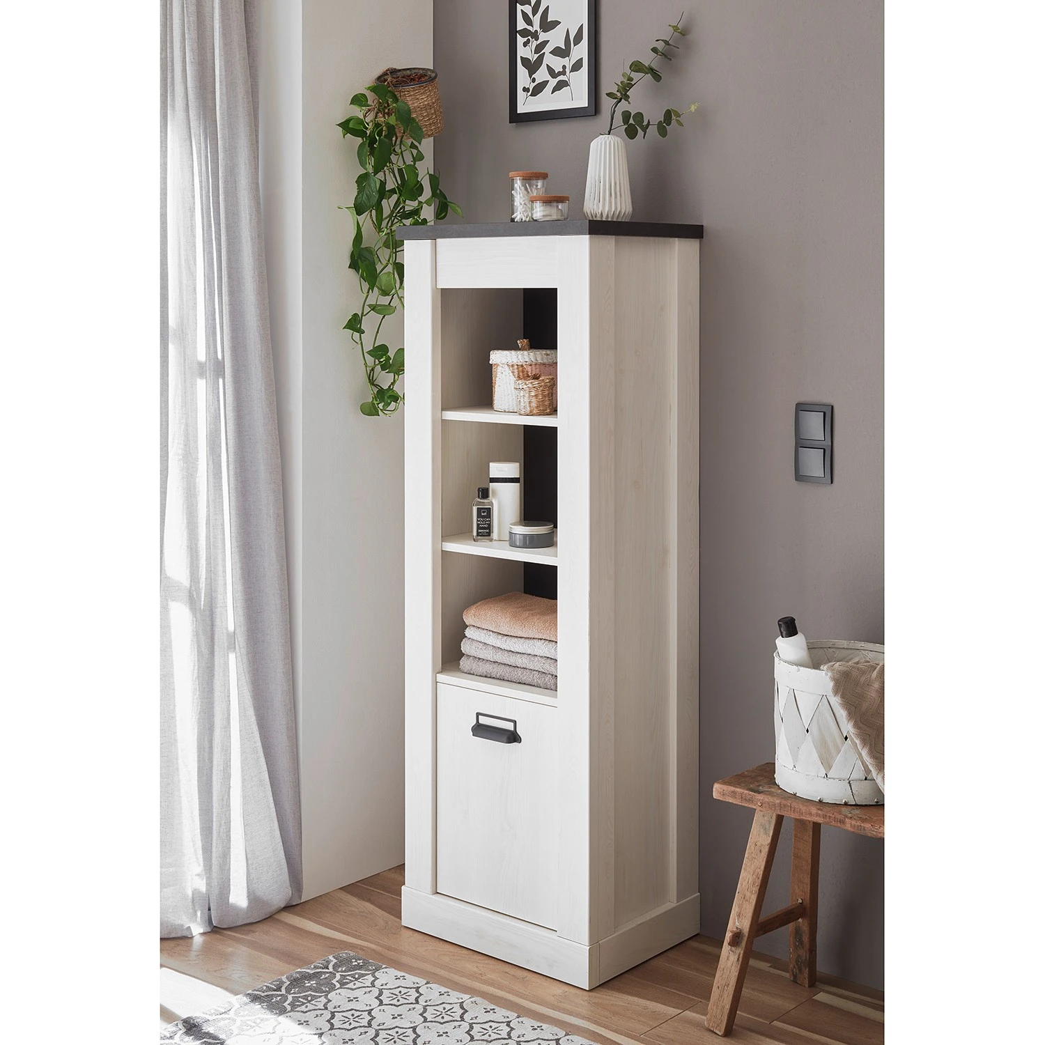 Ridgevalley Wohnwand Shutter I (3-teilig) - Pinie Weiß Dekor 4 Ridgevalley Wohnwand Shutter I (3-teilig) - Pinie Weiß Dekor – Bild 4