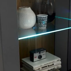 Loftscape Standvitrine Accra - Anthrazit / Eiche Dekor -Wohnzimmermöbel boutique en ligne 1000348816 220506 032 DETAILS P000000001000348816