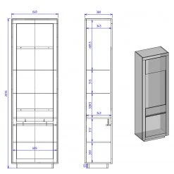 Loftscape Standvitrine Accra - Anthrazit / Eiche Dekor -Wohnzimmermöbel boutique en ligne 1000348816 220506 500 SKETCH DETAILS P000000001000348816 sketch