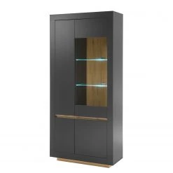 Loftscape Vitrinenschrank Accra - Anthrazit / Eiche Dekor