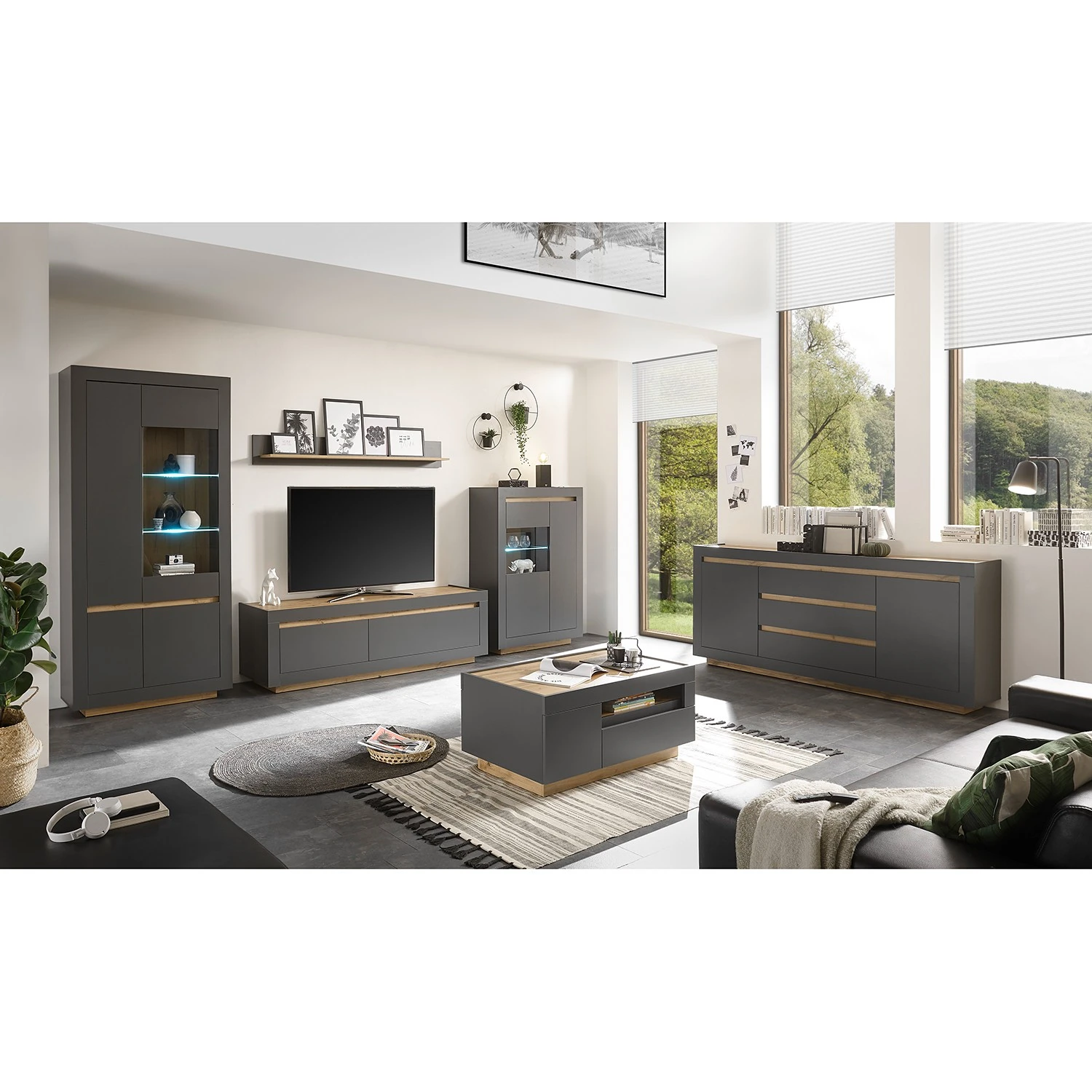 Loftscape Sideboard Accra - Anthrazit / Eiche Dekor 3 Loftscape Sideboard Accra - Anthrazit / Eiche Dekor – Bild 3