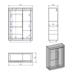 Loftscape Highboard Accra - Weiß / Anthrazit -Wohnzimmermöbel boutique en ligne 1000348824 220506 500 SKETCH DETAILS P000000001000348824 sketch