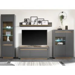 Loftscape Wohnwand Accra I (4-teilig) - Anthrazit / Eiche Dekor