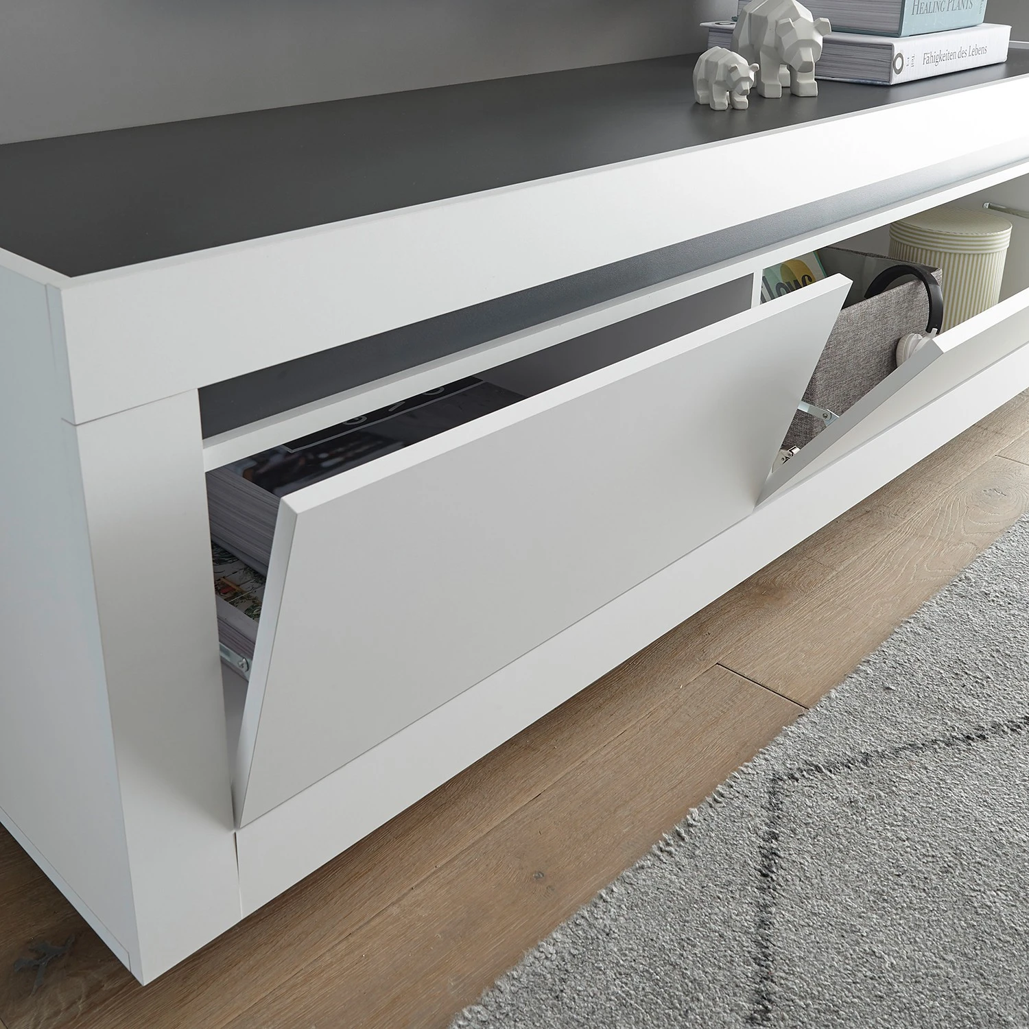 Loftscape Wohnwand Accra II (4-teilig) - Weiß / Anthrazit 19 Loftscape Wohnwand Accra II (4-teilig) - Weiß / Anthrazit – Bild 19