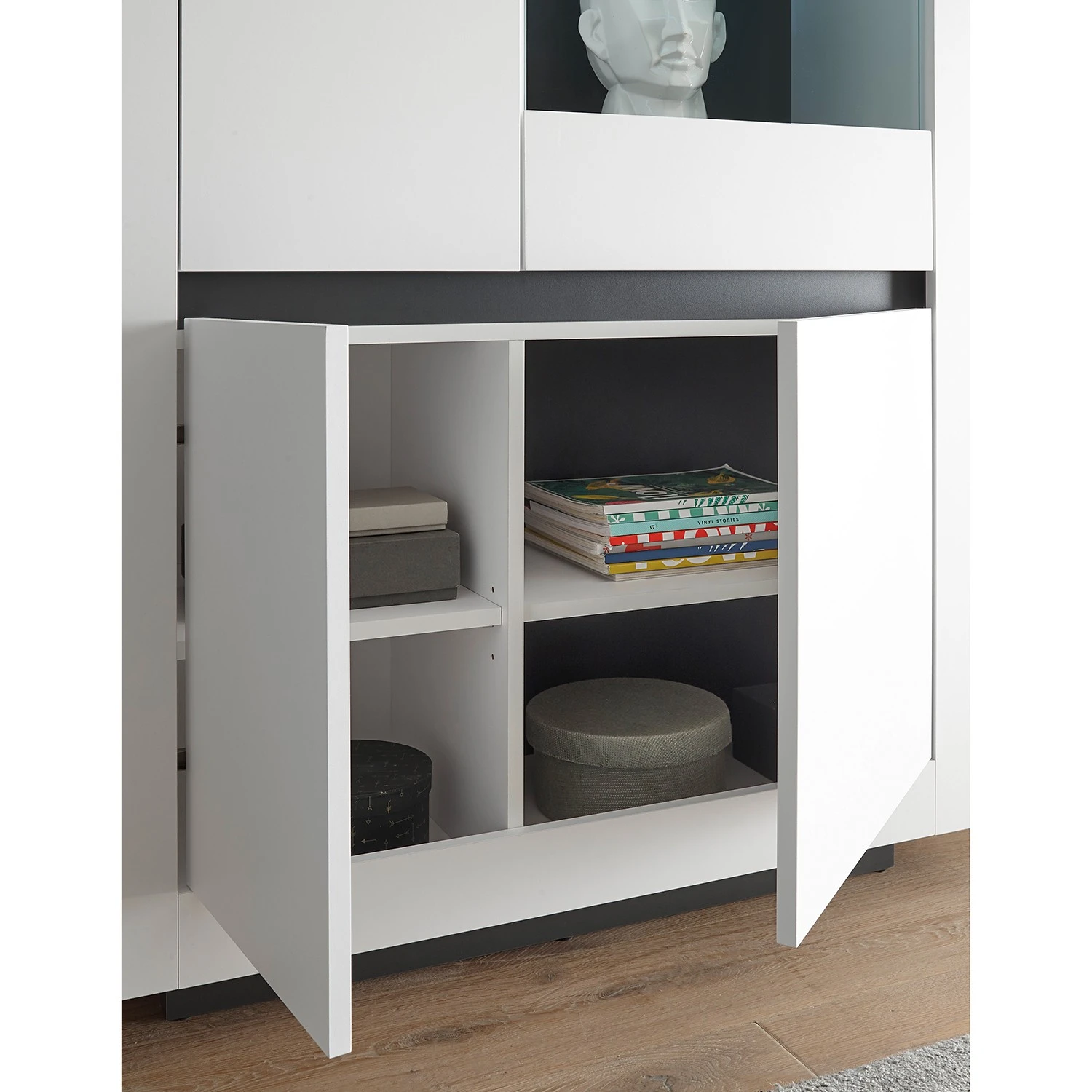 Loftscape Wohnwand Accra II (4-teilig) - Weiß / Anthrazit 20 Loftscape Wohnwand Accra II (4-teilig) - Weiß / Anthrazit – Bild 20