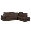Loftscape Ecksofa Katamaran - Echtleder Maer: Dunkelbraun - Ottomane davorstehend rechts