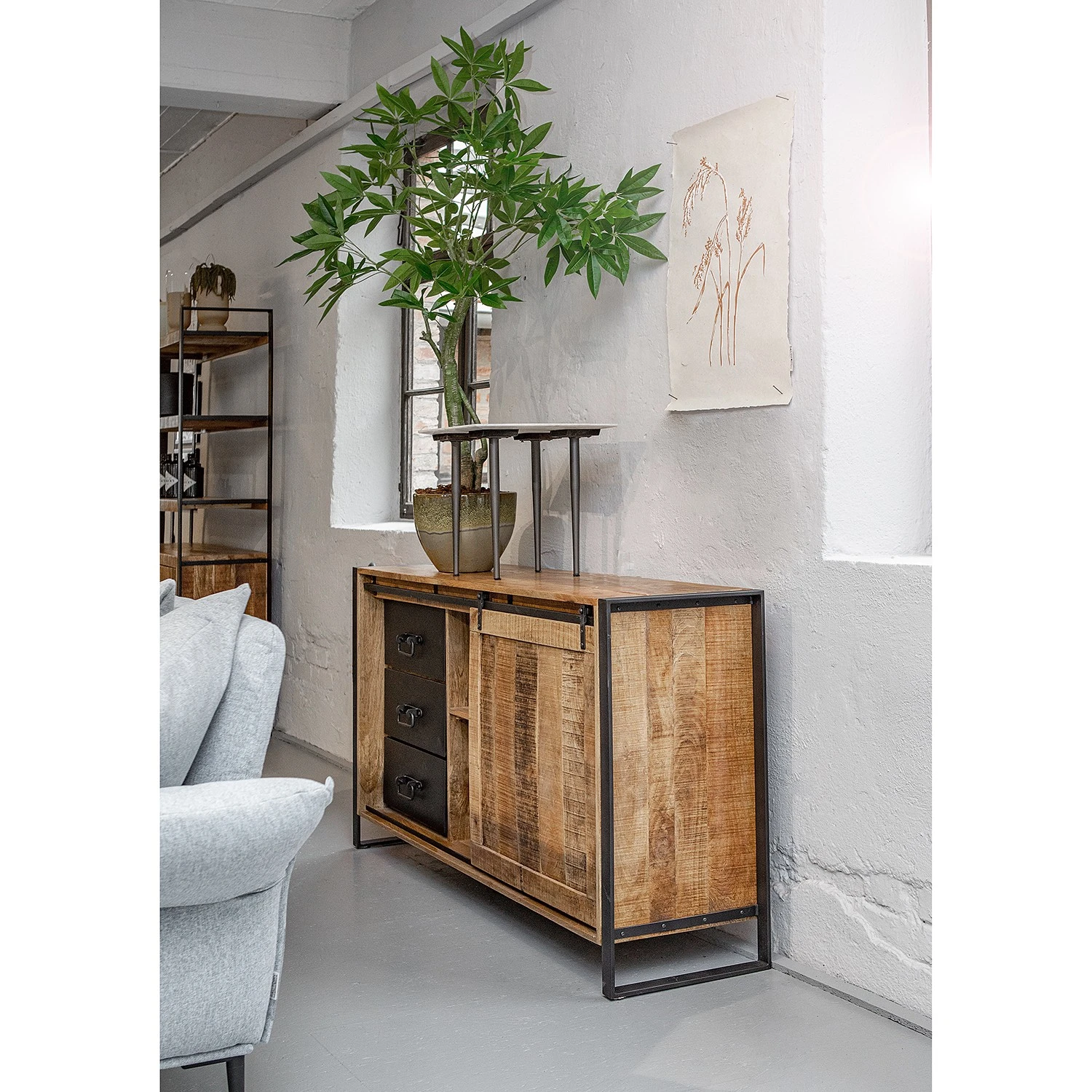 Red Living Sideboard Toleos - Mango sägerau massiv / Eisen - Mangoholz / Schwarz 2 Red Living Sideboard Toleos - Mango sägerau massiv / Eisen - Mangoholz / Schwarz – Bild 2