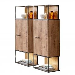 Red Living Wohnwand Meevoo V (3-teilig) - Eiche Rustikal Dekor / Graphit -Wohnzimmermöbel boutique en ligne 1000352091 220510 031 DETAILS P000000001000352091