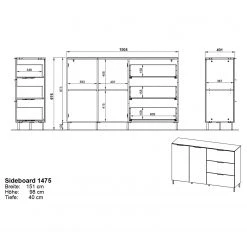 Germania Sideboard California I - Graphit 19 Germania Sideboard California I - Graphit -Wohnzimmermöbel boutique en ligne 1000352104 220512 500 SKETCH DETAILS P000000001000352104 sketch