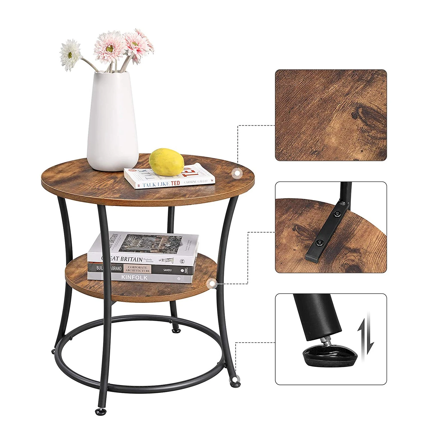 Red Living Beistelltisch Uberto III - Braun / Schwarz 5 Red Living Beistelltisch Uberto III - Braun / Schwarz – Bild 5