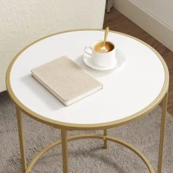 Red Living Beistelltisch Poygan II - Weiß / Gold -Wohnzimmermöbel boutique en ligne 1000355204 220601 031 DETAILS P000000001000355204