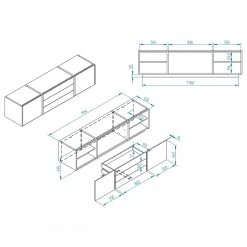 Loftscape Wohnwand Muuga I (4-teilig) - Weiß / Grau -Wohnzimmermöbel boutique en ligne 1000356496 220608 500 SKETCH DETAILS P000000001000356496 sketch