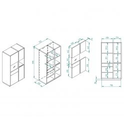 Loftscape Wohnwand Muuga I (4-teilig) - Weiß / Grau -Wohnzimmermöbel boutique en ligne 1000356496 220608 501 SKETCH DETAILS P000000001000356496 sketch