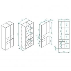 Loftscape Wohnwand Muuga I (4-teilig) - Weiß / Grau -Wohnzimmermöbel boutique en ligne 1000356496 220608 503 SKETCH DETAILS P000000001000356496 sketch