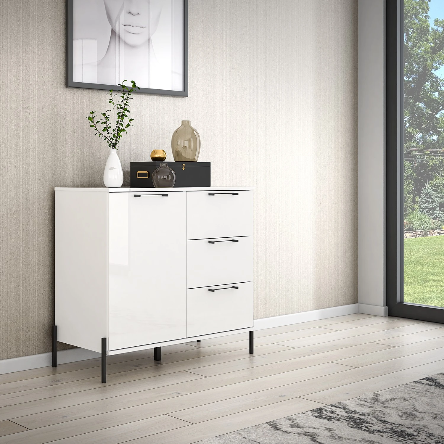 Loftscape Kommode Ozora - Hochglanz Weiß / Matt Weiß 2 Loftscape Kommode Ozora - Hochglanz Weiß / Matt Weiß – Bild 2