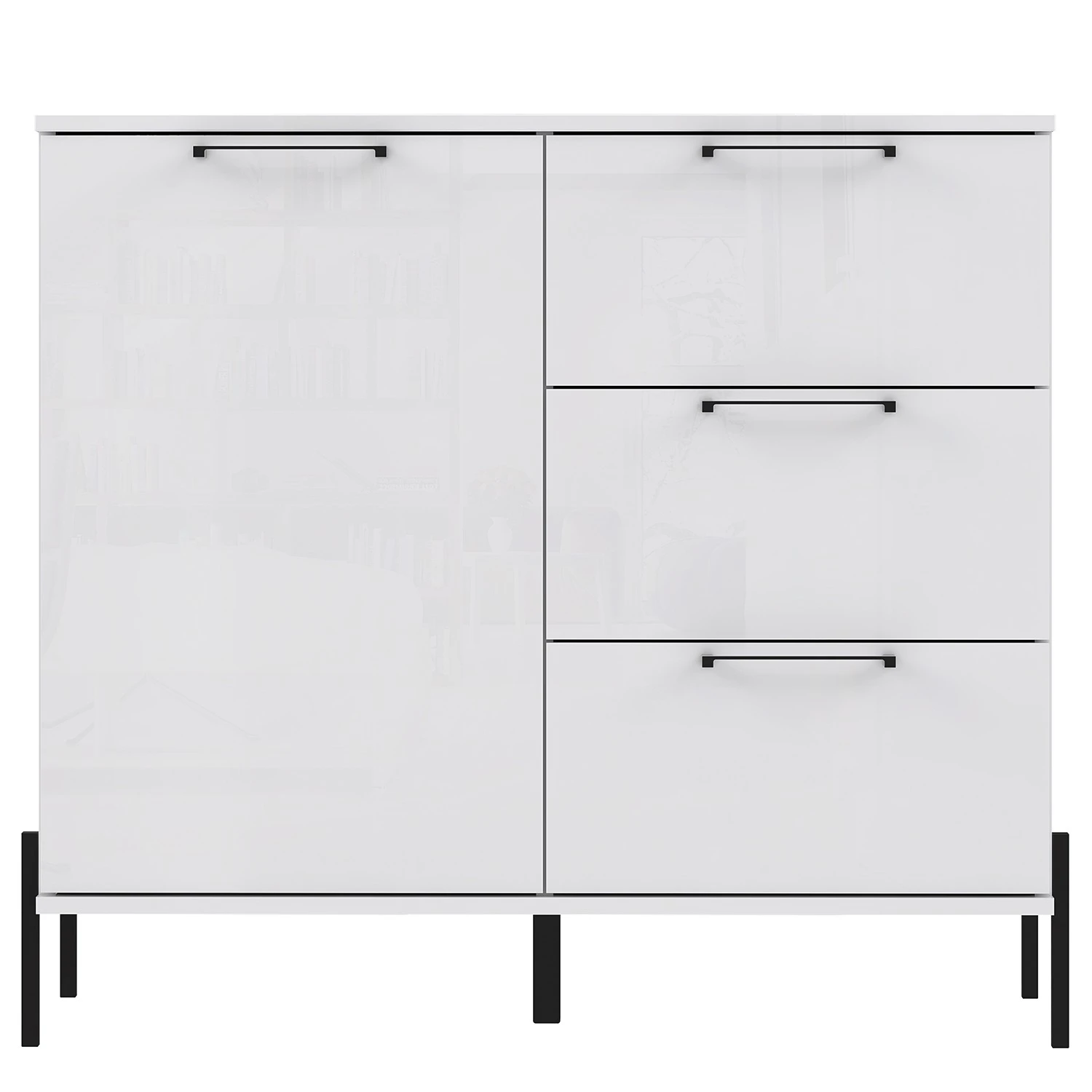 Loftscape Kommode Ozora - Hochglanz Weiß / Matt Weiß 3 Loftscape Kommode Ozora - Hochglanz Weiß / Matt Weiß – Bild 3