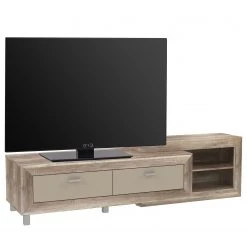 Loftscape TV-Lowboard Verdille - Hochglanz Beige / Eiche Antik Dekor
