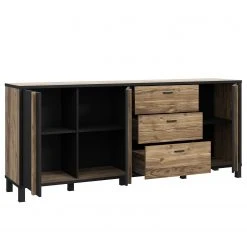 Red Living Sideboard Vallegrande II - Alpenkiefer Dekor / Schwarz -Wohnzimmermöbel boutique en ligne 1000356708 220603 032 DETAILS P000000001000356708