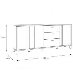 Red Living Sideboard Vallegrande II - Alpenkiefer Dekor / Schwarz -Wohnzimmermöbel boutique en ligne 1000356708 220603 500 SKETCH DETAILS P000000001000356708 sketch
