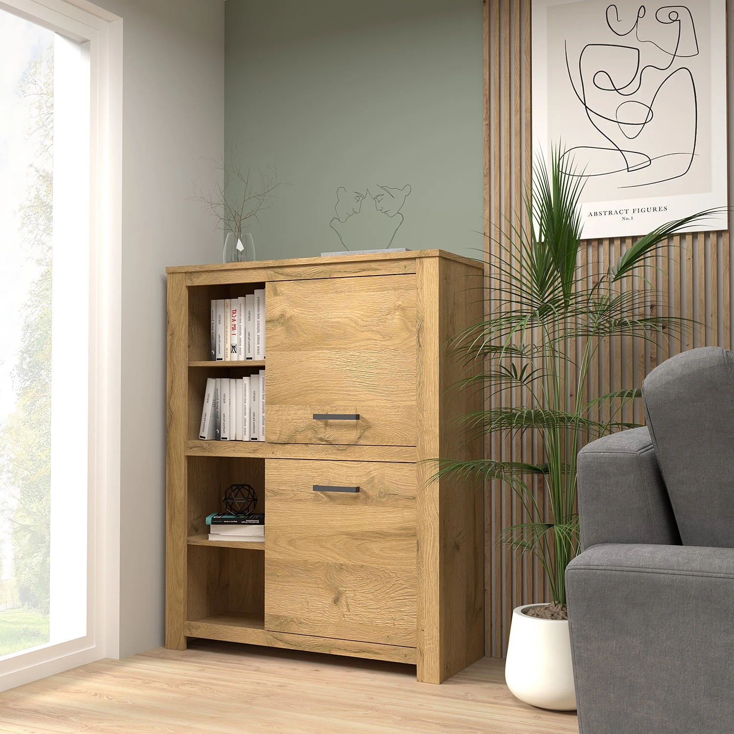 Loftscape Highboard Verolme I - Eiche Dekor 2 Loftscape Highboard Verolme I - Eiche Dekor – Bild 2