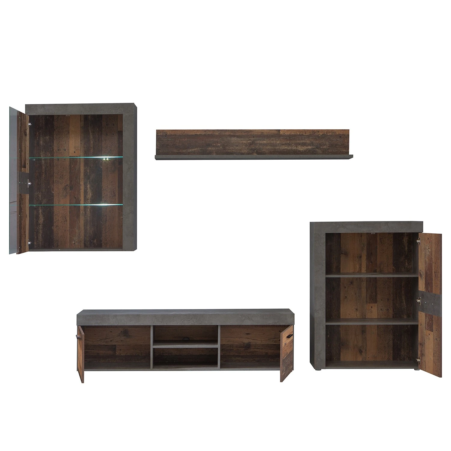 Red Living Wohnwand Westcliffe (4-teilig) - Altholz Dekor / Beton Dekor 3 Red Living Wohnwand Westcliffe (4-teilig) - Altholz Dekor / Beton Dekor – Bild 3