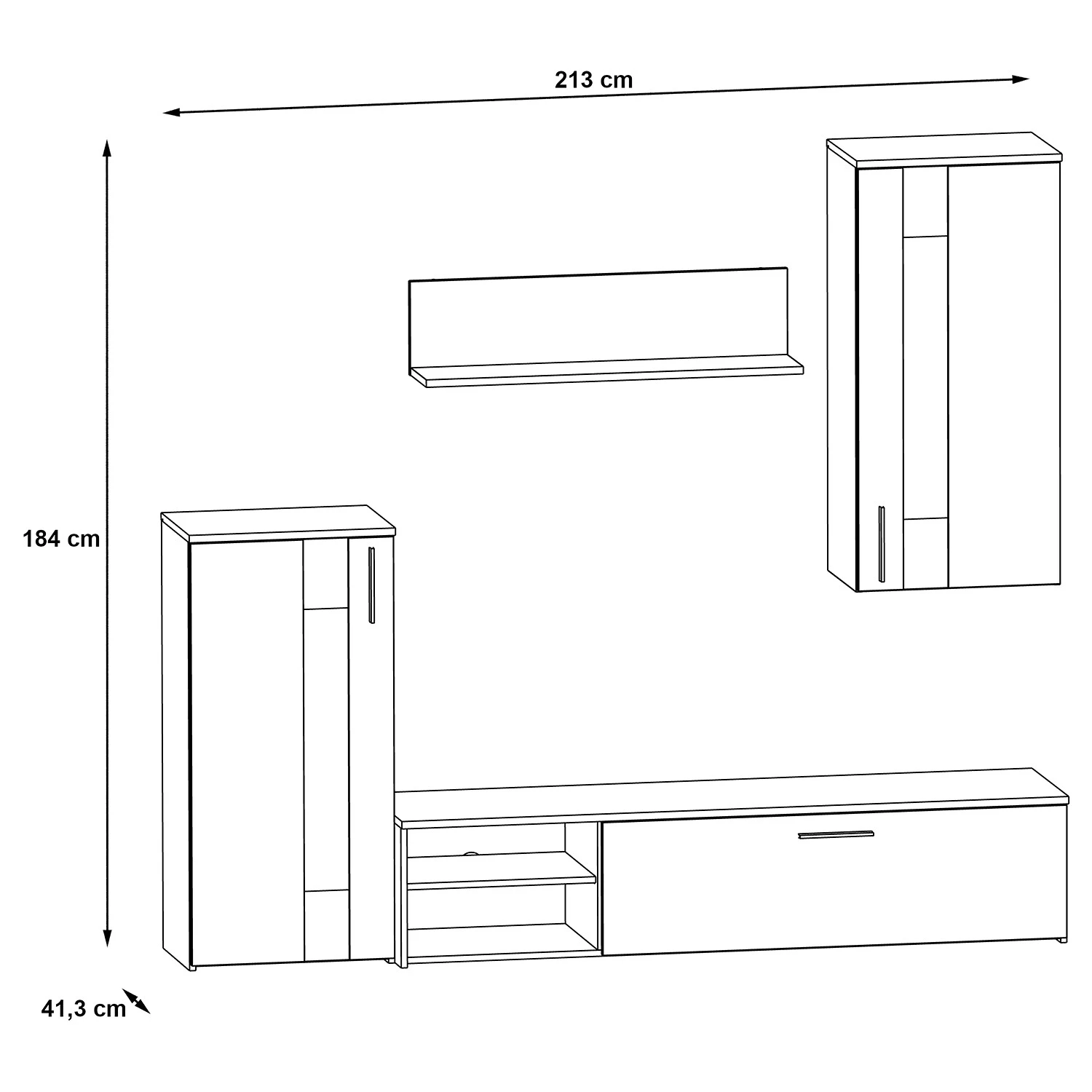 Red Living Wohnwand Tilsit (4-teilig) - Stabeiche Dekor 7 Red Living Wohnwand Tilsit (4-teilig) - Stabeiche Dekor – Bild 7