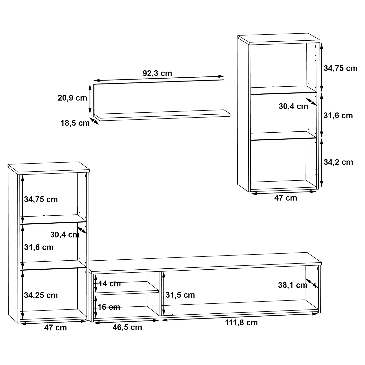 Red Living Wohnwand Tilsit (4-teilig) - Stabeiche Dekor 8 Red Living Wohnwand Tilsit (4-teilig) - Stabeiche Dekor – Bild 8
