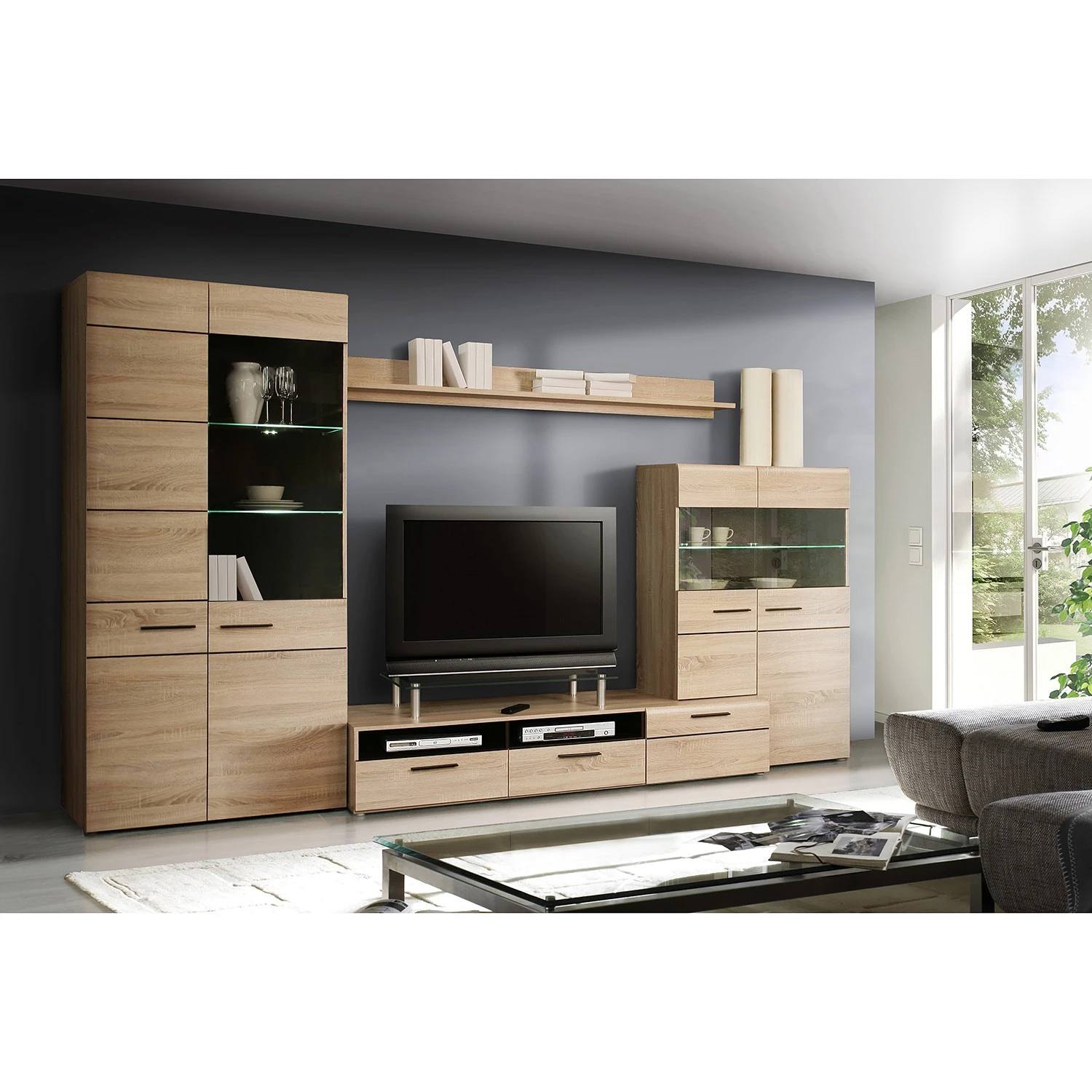 Loftscape Wohnwand Taradale (4-teilig) - Inkl. Beleuchtung - Eiche Sonoma Dekor 2 Loftscape Wohnwand Taradale (4-teilig) - Inkl. Beleuchtung - Eiche Sonoma Dekor – Bild 2