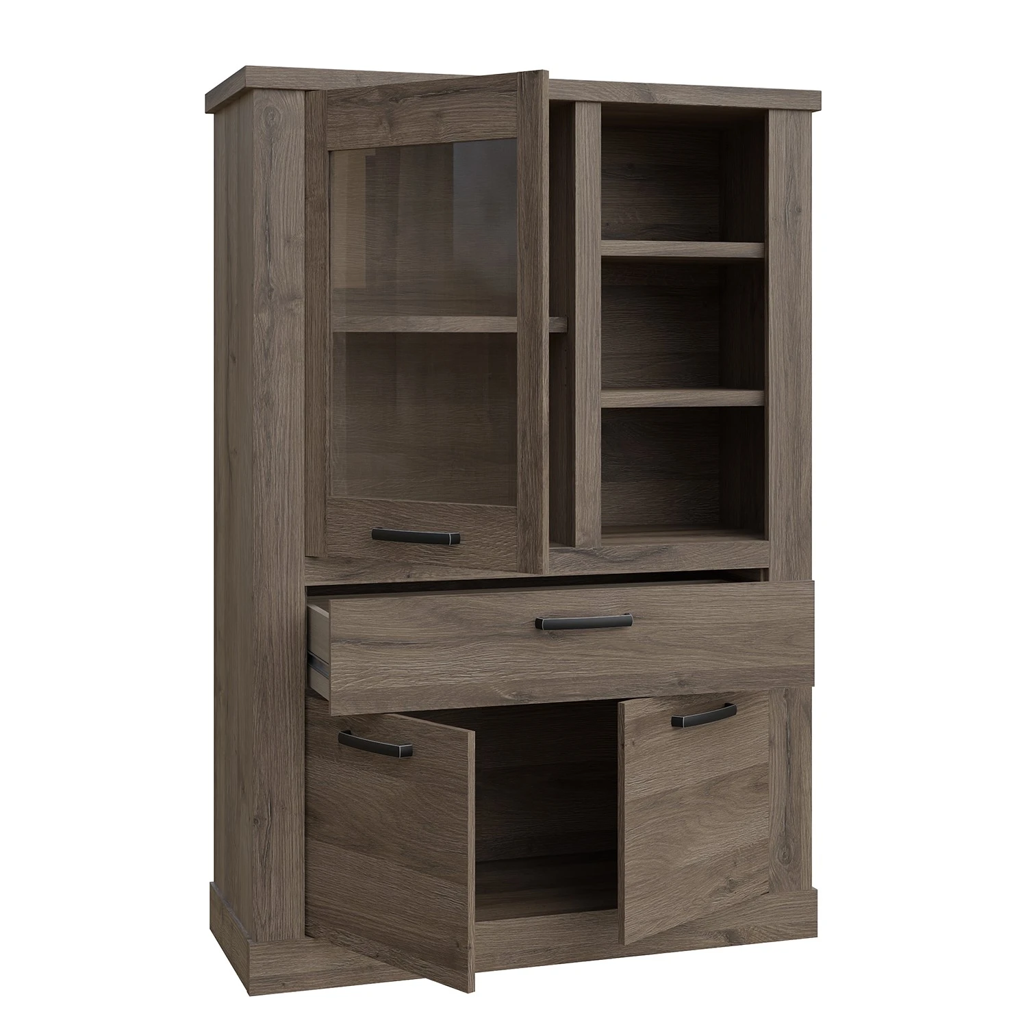 Loftscape Vitrinenchrank Temuco - Eiche Dunkel Dekor 2 Loftscape Vitrinenchrank Temuco - Eiche Dunkel Dekor – Bild 2