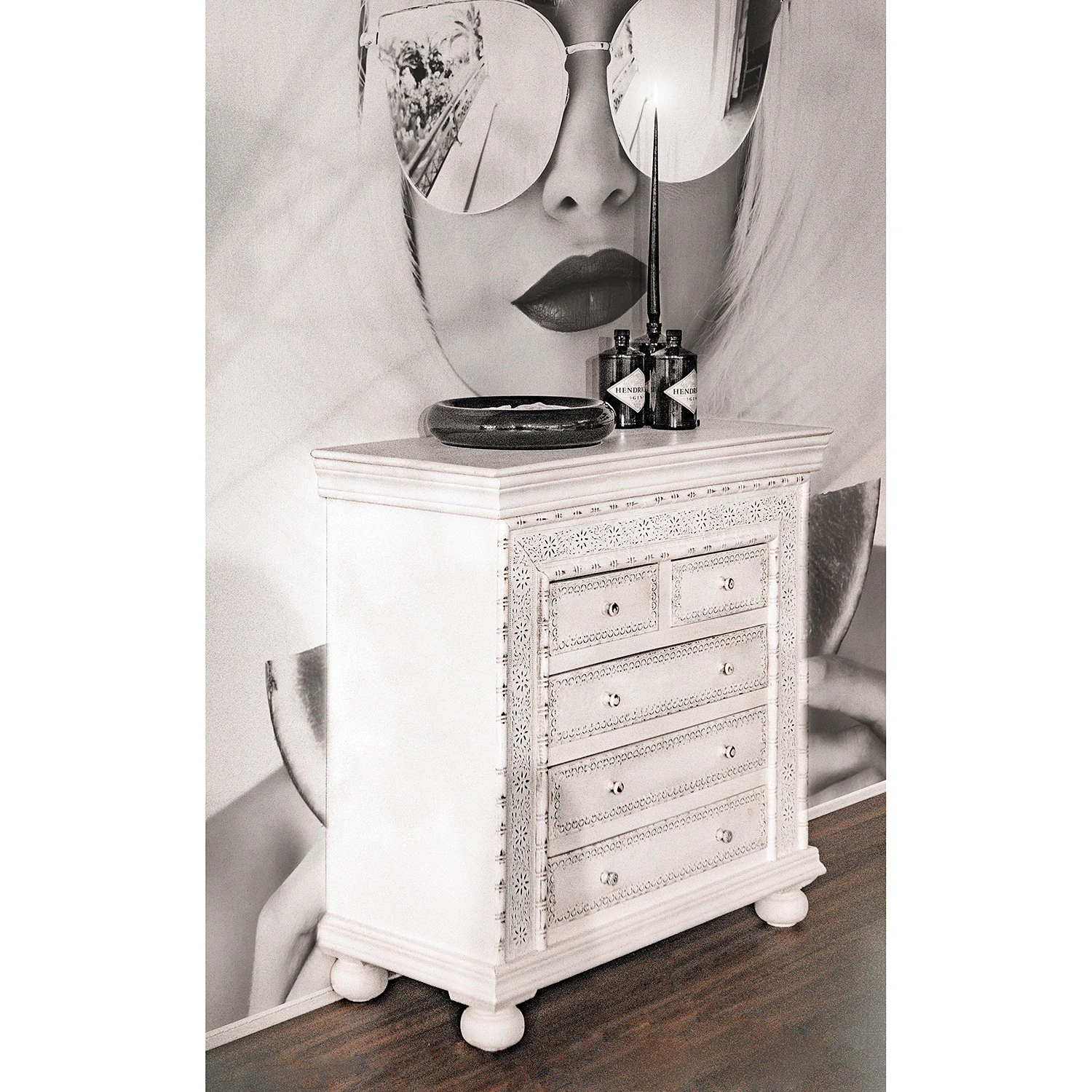 Ridgevalley Kommode Missoula - Mango massiv - Vintage Weiß 2 Ridgevalley Kommode Missoula - Mango massiv - Vintage Weiß – Bild 2