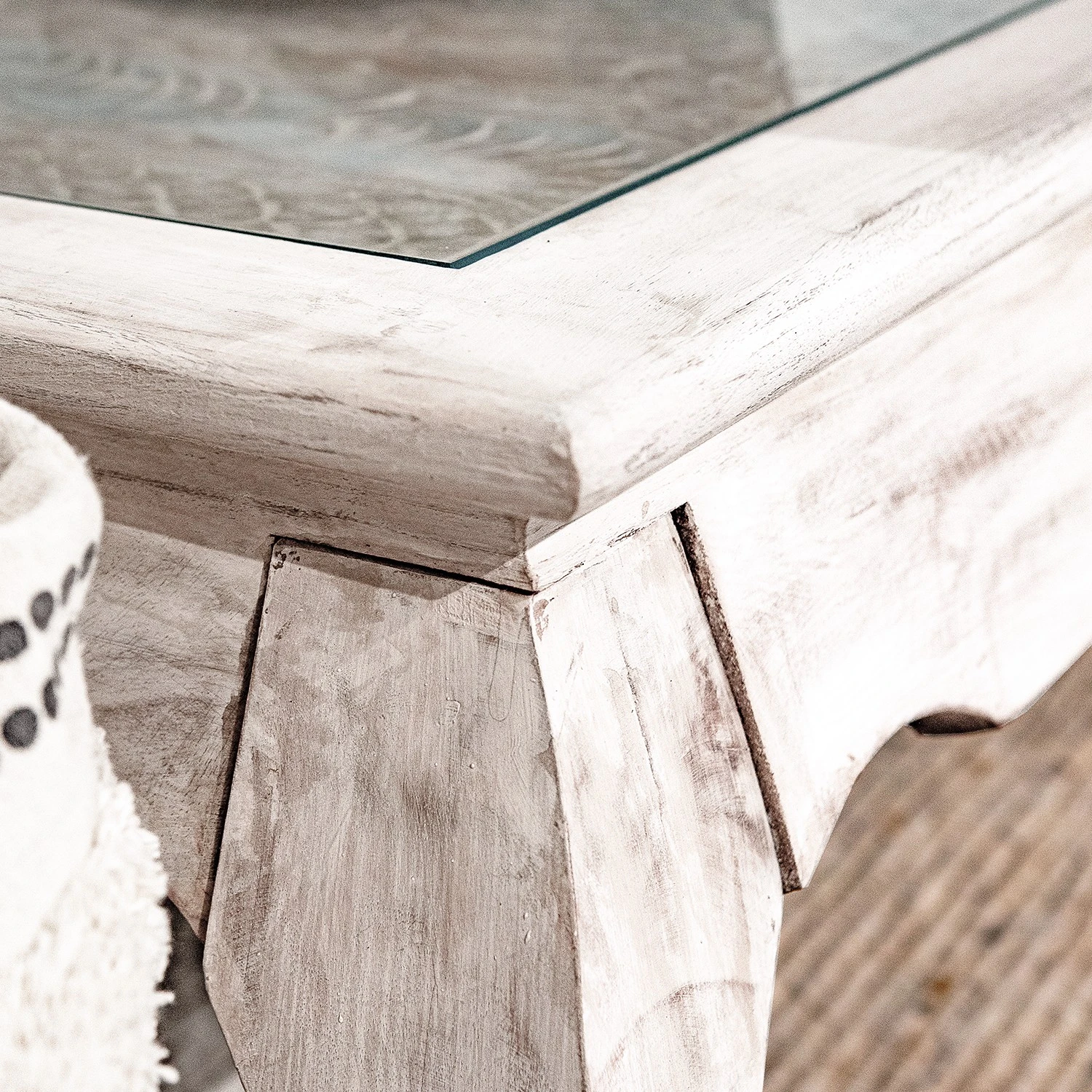 Ridgevalley Couchtisch Missoula - Glas / Mango massiv - Vintage Weiß 6 Ridgevalley Couchtisch Missoula - Glas / Mango massiv - Vintage Weiß – Bild 6