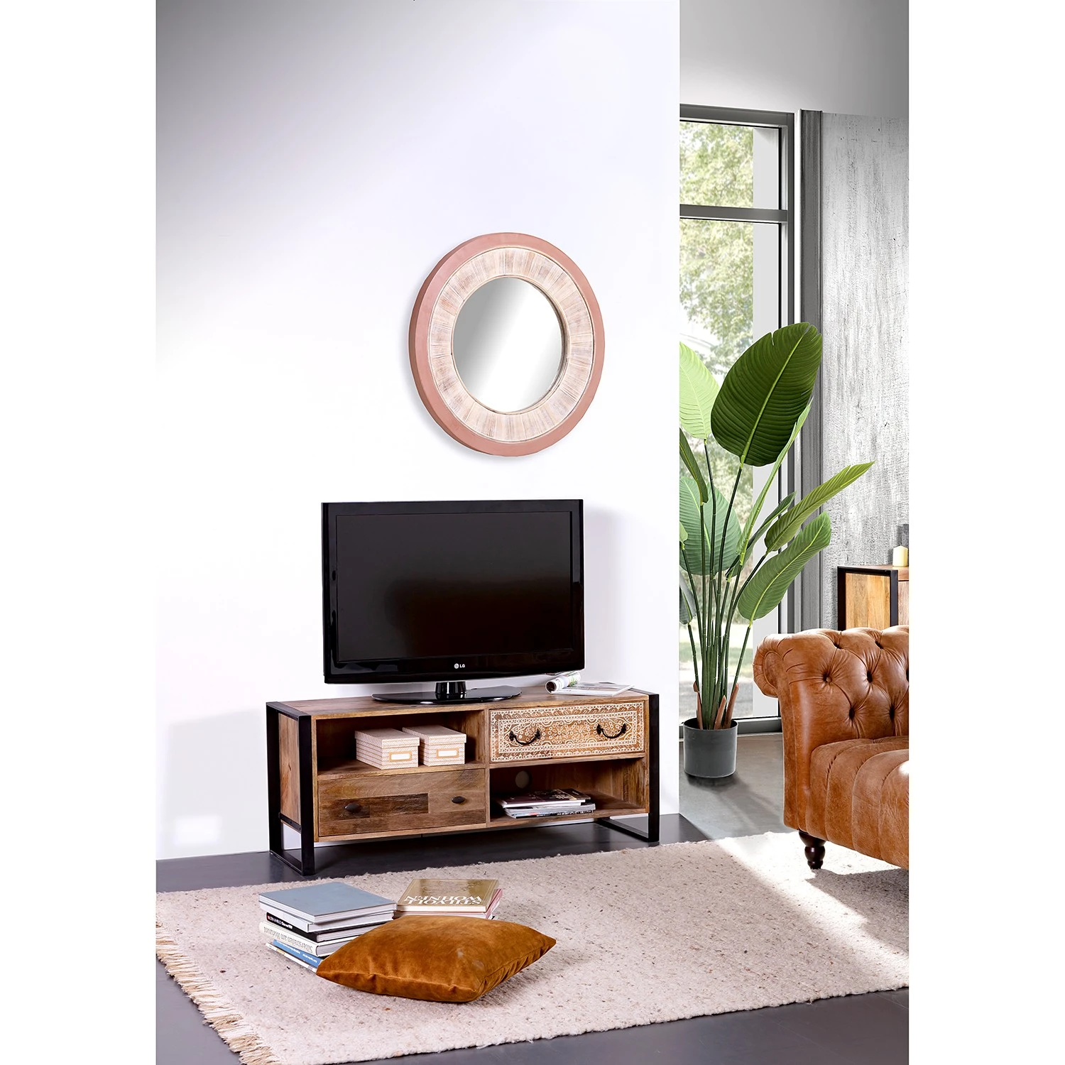 Red Living TV-Lowboard Vallentuna - Mango massiv / Metall - Mango / Schwarz 2 Red Living TV-Lowboard Vallentuna - Mango massiv / Metall - Mango / Schwarz – Bild 2