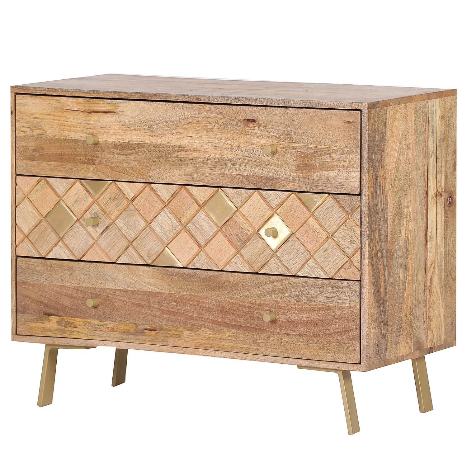 Naturoo Kommode Yearby - Mango massiv - Mango / Gold 1 Naturoo Kommode Yearby - Mango massiv - Mango / Gold