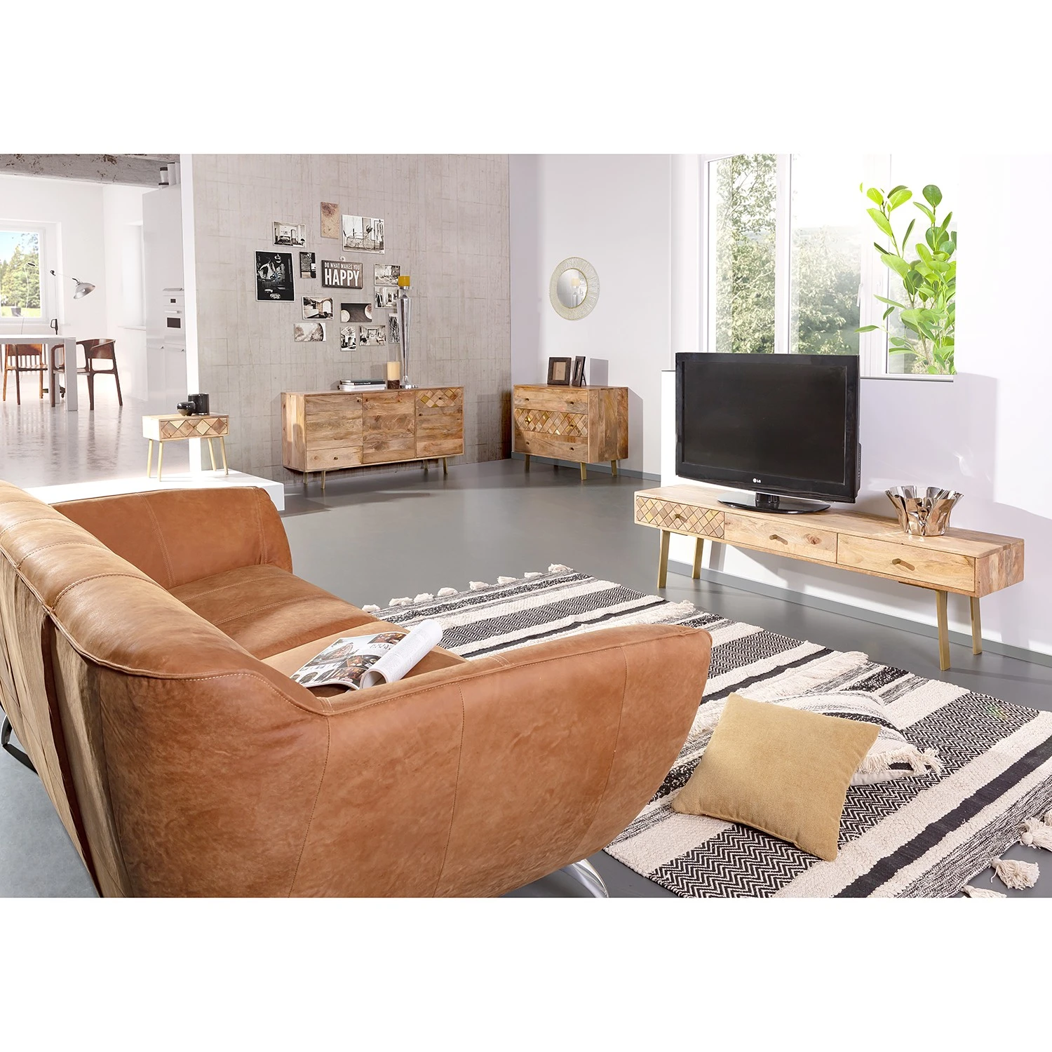 Naturoo Kommode Yearby - Mango massiv - Mango / Gold 2 Naturoo Kommode Yearby - Mango massiv - Mango / Gold – Bild 2