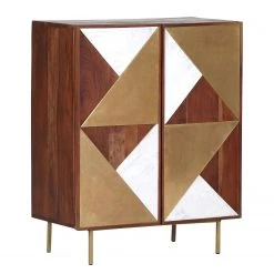 Red Living Kommode Aulnoy - Akazie massiv / Metall - Akazie / Messing