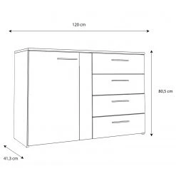 Loftscape Kommode Lucy - Eiche Artisan Dekor / Dunkelgrau Betonoptik -Wohnzimmermöbel boutique en ligne 1000361665 220826 500 SKETCH DETAILS P000000001000361665 sketch