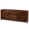 Ars manufacti Sideboard Woodson - Akazie massiv / Metall - Akazie Braun - Breite: 200 cm