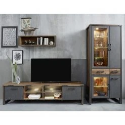 Trendteam Wohnwand Prime II (3-teilig) - Beton Dekor / Altholz Dekor