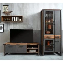 Trendteam Wohnwand Prime I (3-teilig) - Beton Dekor / Altholz Dekor