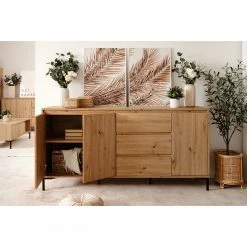 Loftscape Sideboard Brochet - Eiche Dekor / Schwarz -Wohnzimmermöbel boutique en ligne 1000363051 220704 022 MOOD DETAILS P000000001000363051 mood